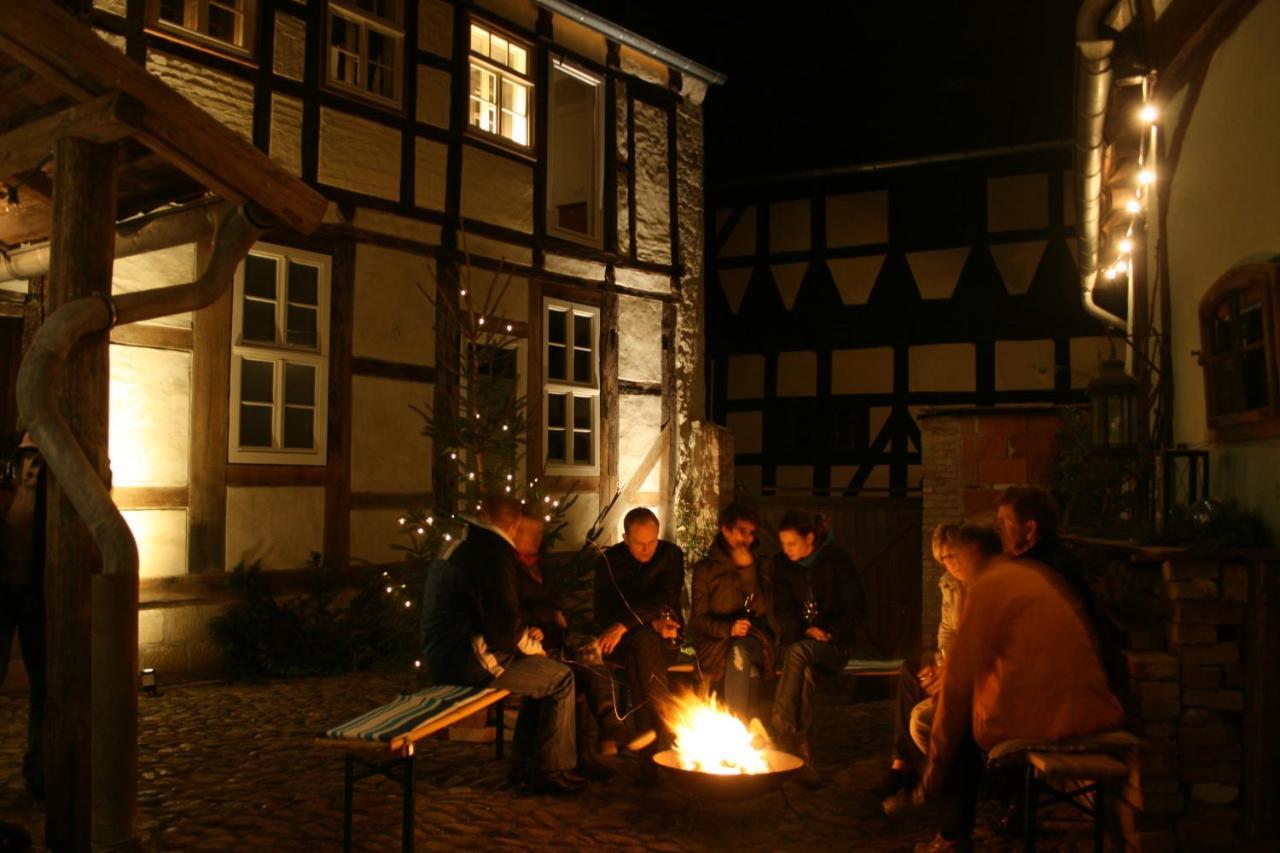 Himmlischer Hof - Juwel Von 1477, Terrasse, Kamin, P, Oeko, Denkmal เควดลินบวร์ก ภายนอก รูปภาพ